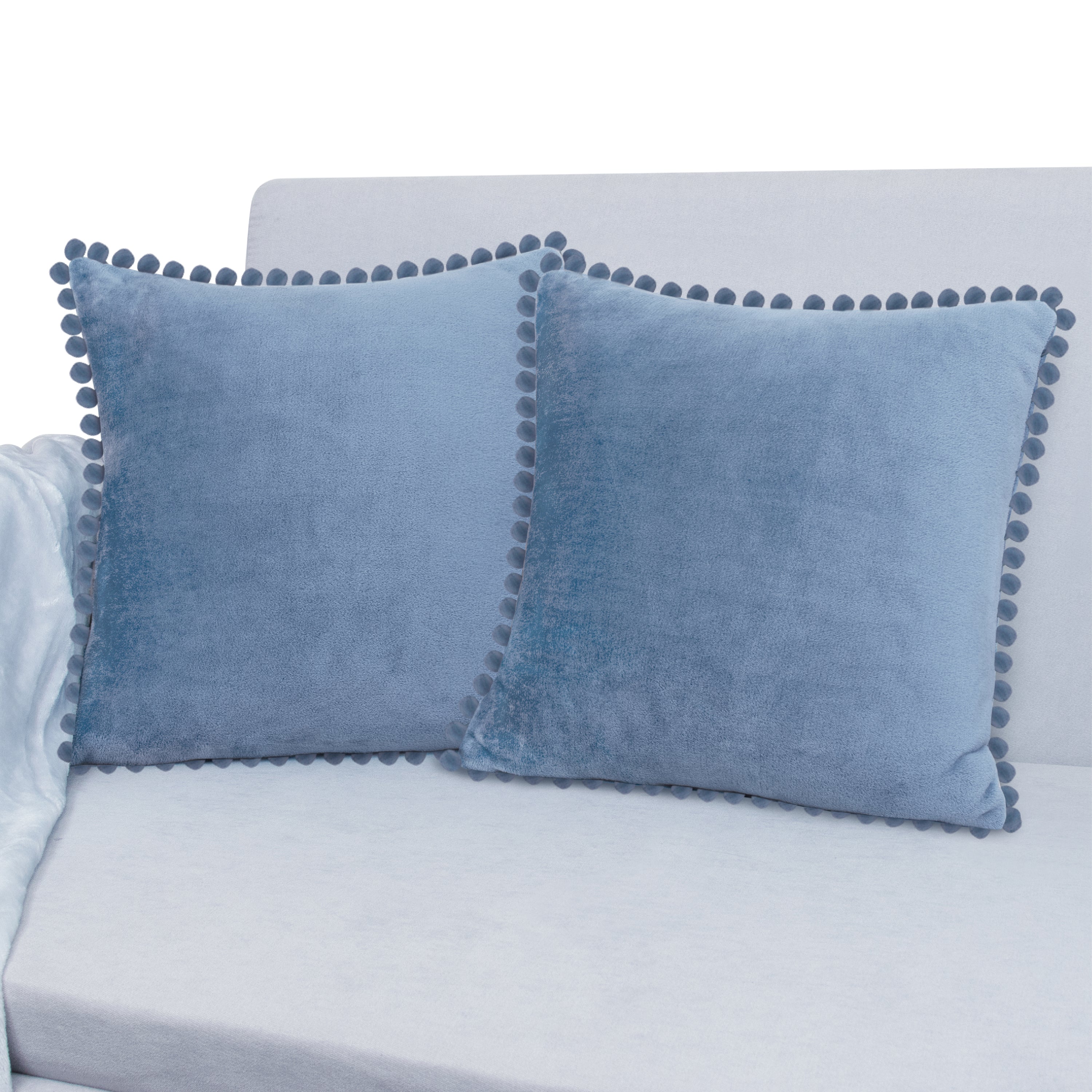 Throw Pillow Covers Set of 2 Sofa Decor POM POM Cushion Case 2 Sizes with Zipper