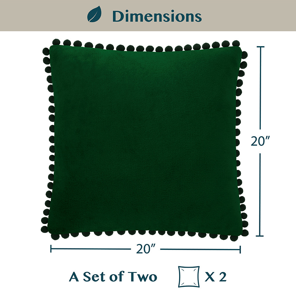 Throw Pillow Covers Set of 2 Sofa Decor POM POM Cushion Case 2 Sizes with Zipper