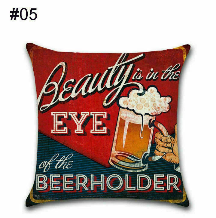 Cover Cushion Pillow Throw Case Vintage Bottle Beer Sofa Wine