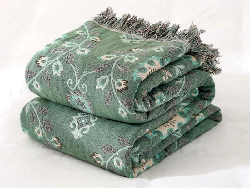 Bohemian  Sofa Throw Blanket - Double Side bed cover & Cushion -