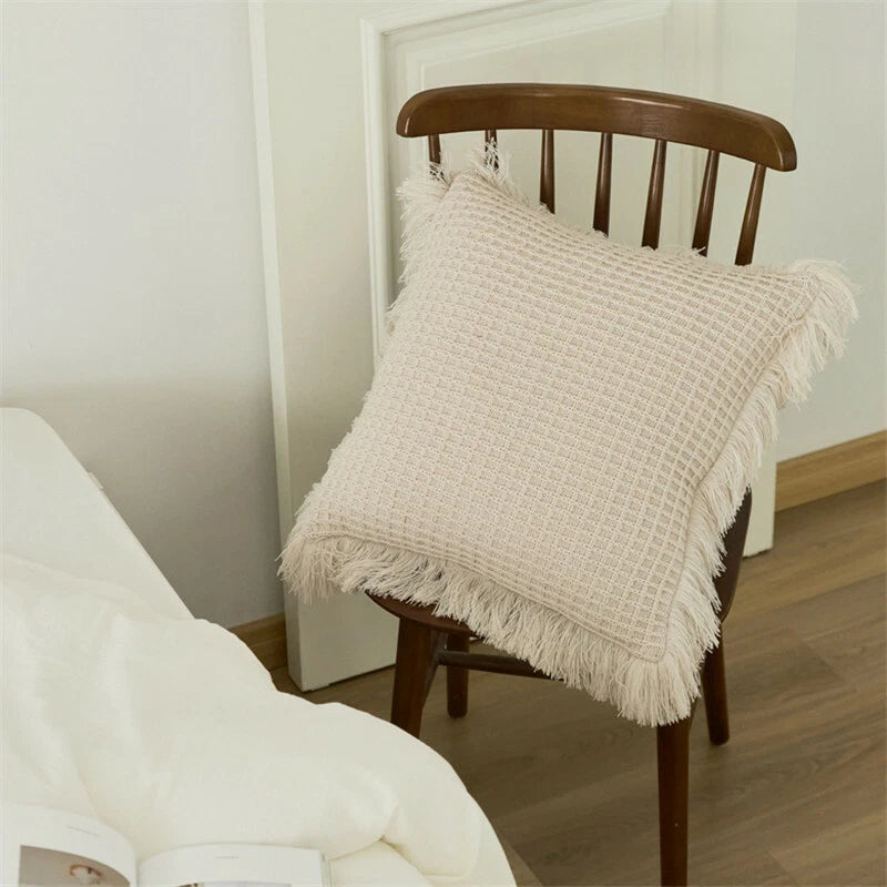 45*45cm Square Throw Pillow Case Tassel Cushion Cover Sofa Bed Pillowcase Decor