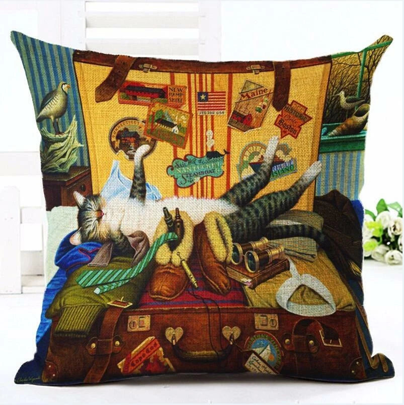 New Cute Cat Party Printed Pillow case Bed Sofa Cushion Cover Home Decorative