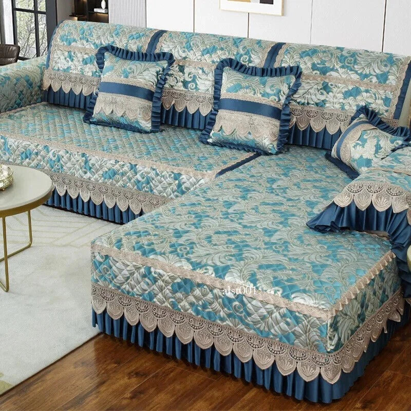 Classical Lace Couch Covers Jacquard Quilted Seat Cushion Universal Skirt Towel