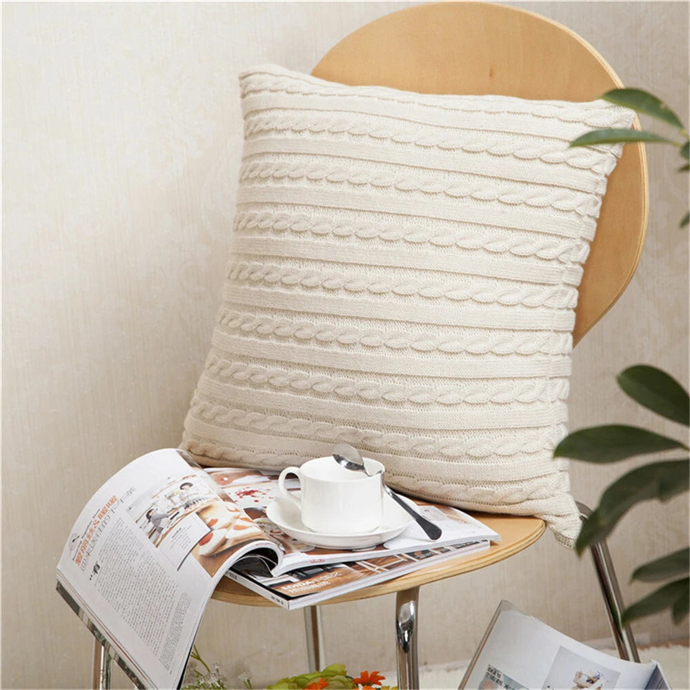 18'' Knitted Pillowcase Buttons Sofa Bed Throw Waist Cushion Covers Home Decor