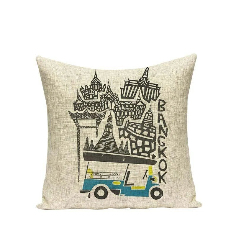 High Quality Cushion Cover Creative Building Car Printed Sofa Bed Chair Home