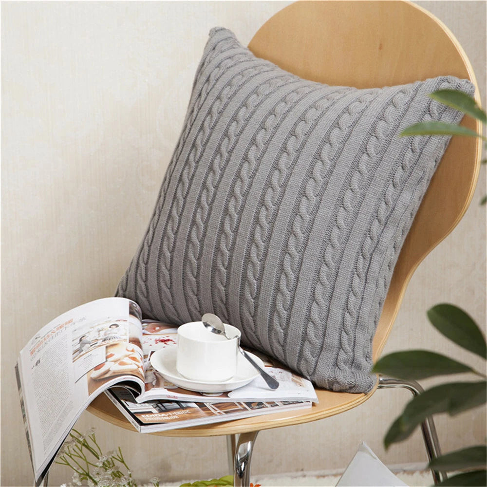 18'' Knitted Pillowcase Buttons Sofa Bed Throw Waist Cushion Covers Home Decor