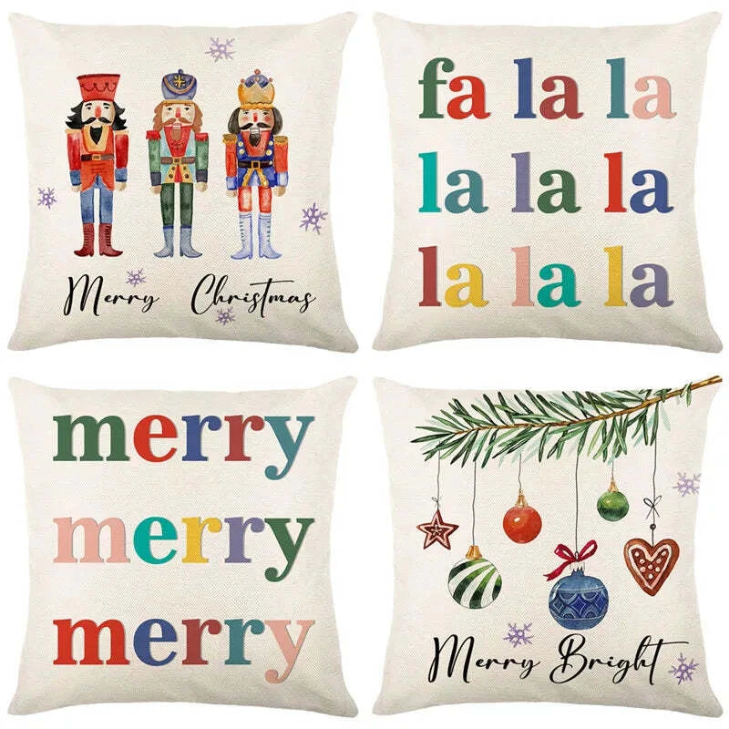 Pink Christmas Tree Pillowcase -  Cushion Cover for Sofa, Living