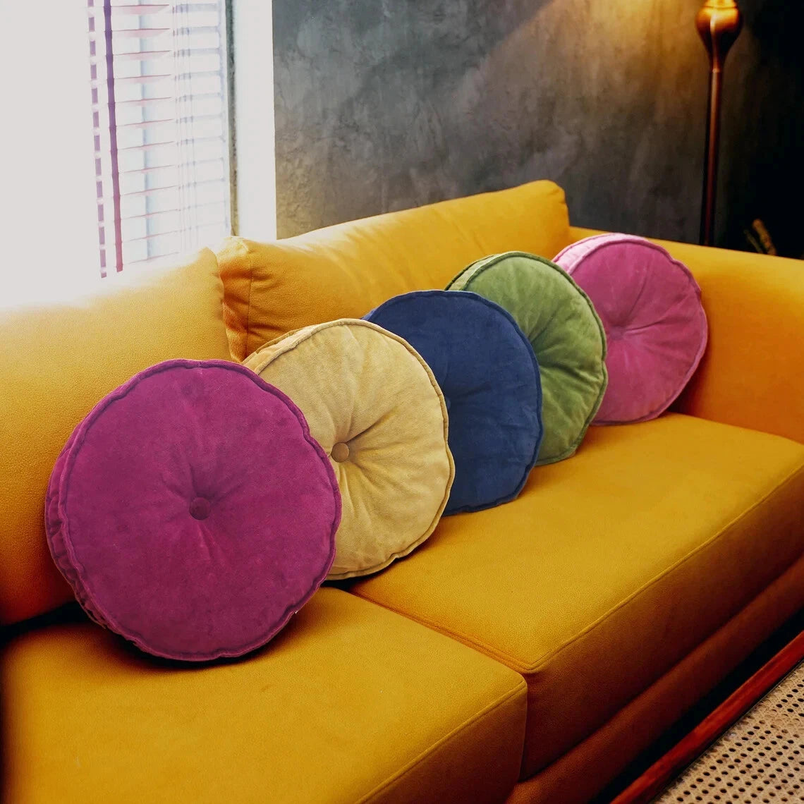 Cotton Velvet round chair pad Cushion(same piping) | Round seat pad for chair |
