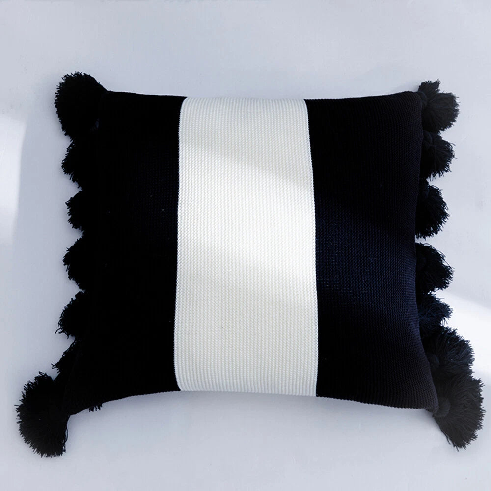 Knitted With Tassel Throw Pillowcase Sofa Office Bed Waist Cushion Pillow Cover