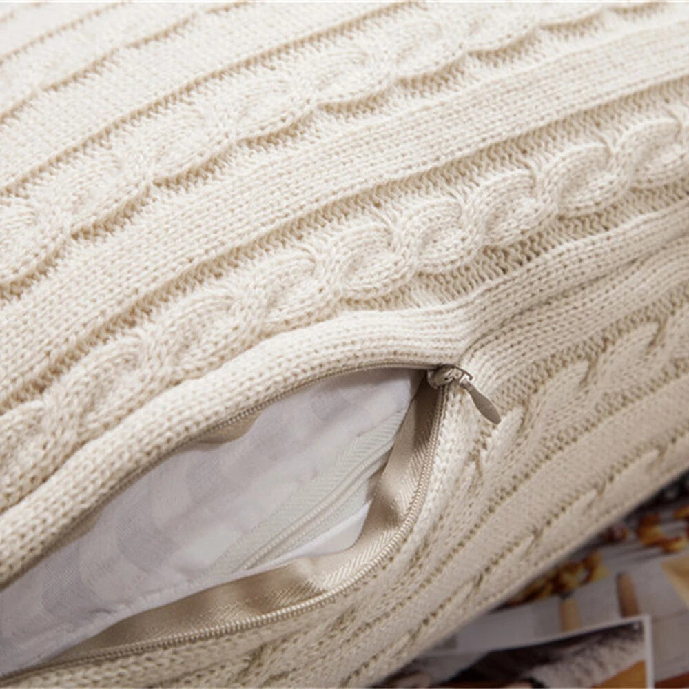 18'' Knitted Pillowcase Buttons Sofa Bed Throw Waist Cushion Covers Home Decor
