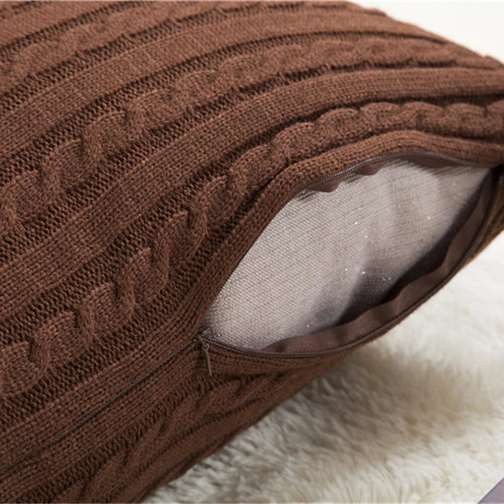 18'' Knitted Pillowcase Buttons Sofa Bed Throw Waist Cushion Covers Home Decor