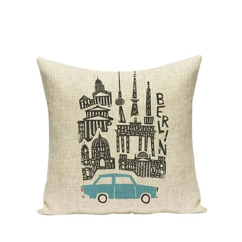 High Quality Cushion Cover Creative Building Car Printed Sofa Bed Chair Home