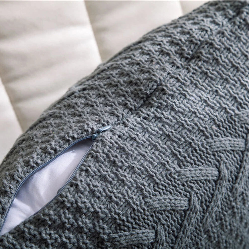 18'' Knitted Pillowcase Buttons Sofa Bed Throw Waist Cushion Covers Home Decor