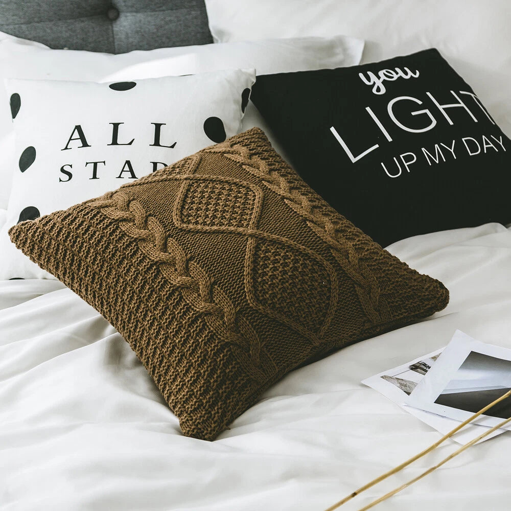 1pc Fashion Throw Pillow Case Sofa Waist Cushion Covers Knitted Home Bed Decor