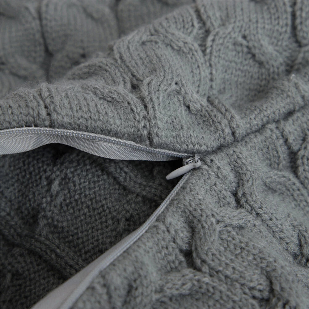 18" Knitted Cushion Waist Plain Pillow Case Sofa Bed Throw Pillow Covers Decor