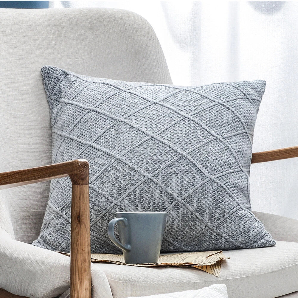 18" Knitted Pillow Case Throw Office Sofa Bed Waist Cushion Cover Pillowcase 1pc