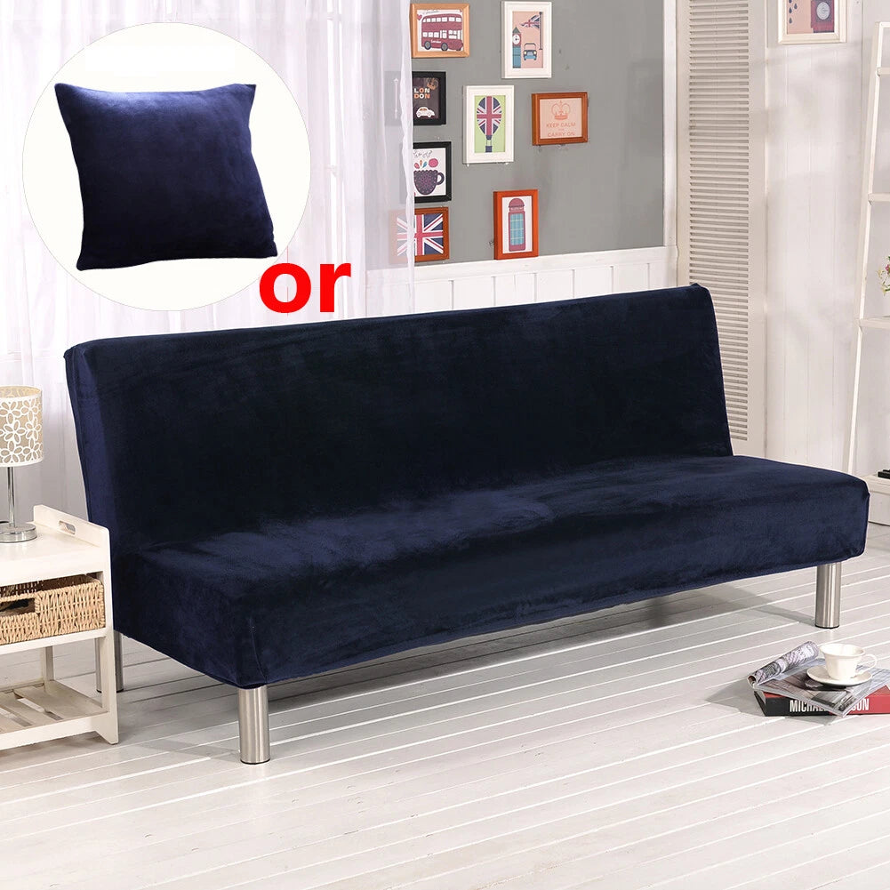 Armless Futon Sofa Bed Cover Full Size Thicker Plush Sofa Slipcover orPillowcase