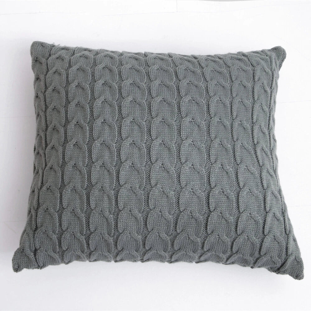 18" Knitted Cushion Waist Plain Pillow Case Sofa Bed Throw Pillow Covers Decor