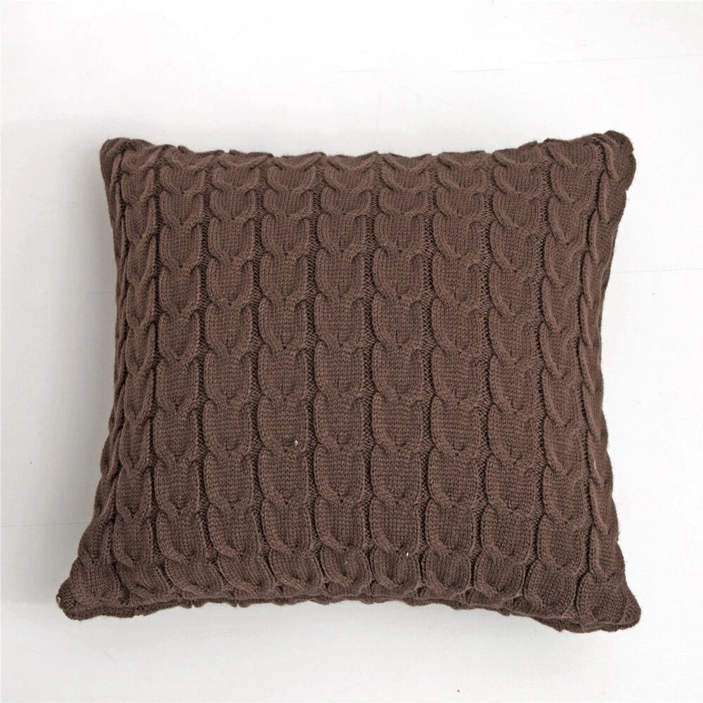 18" Knitted Cushion Waist Plain Pillow Case Sofa Bed Throw Pillow Covers Decor