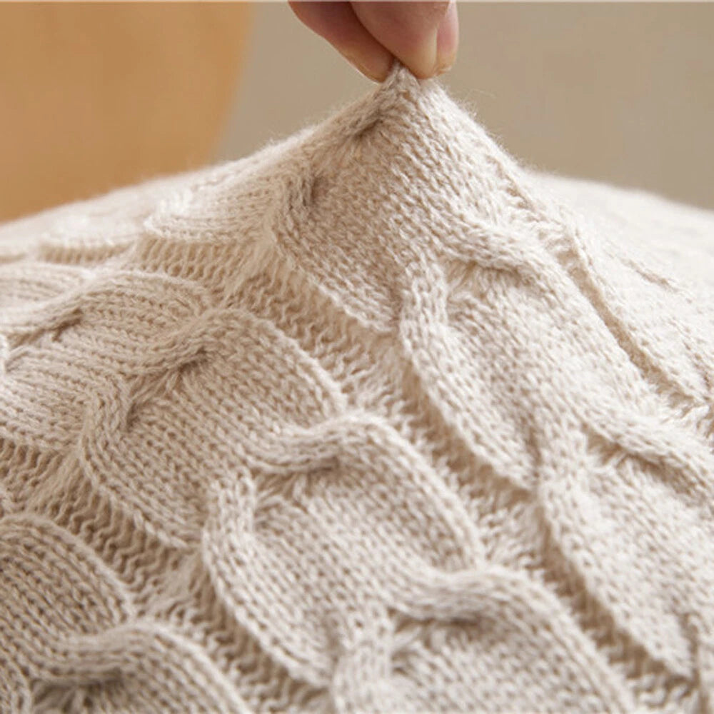 18" Knitted Cushion Waist Plain Pillow Case Sofa Bed Throw Pillow Covers Decor