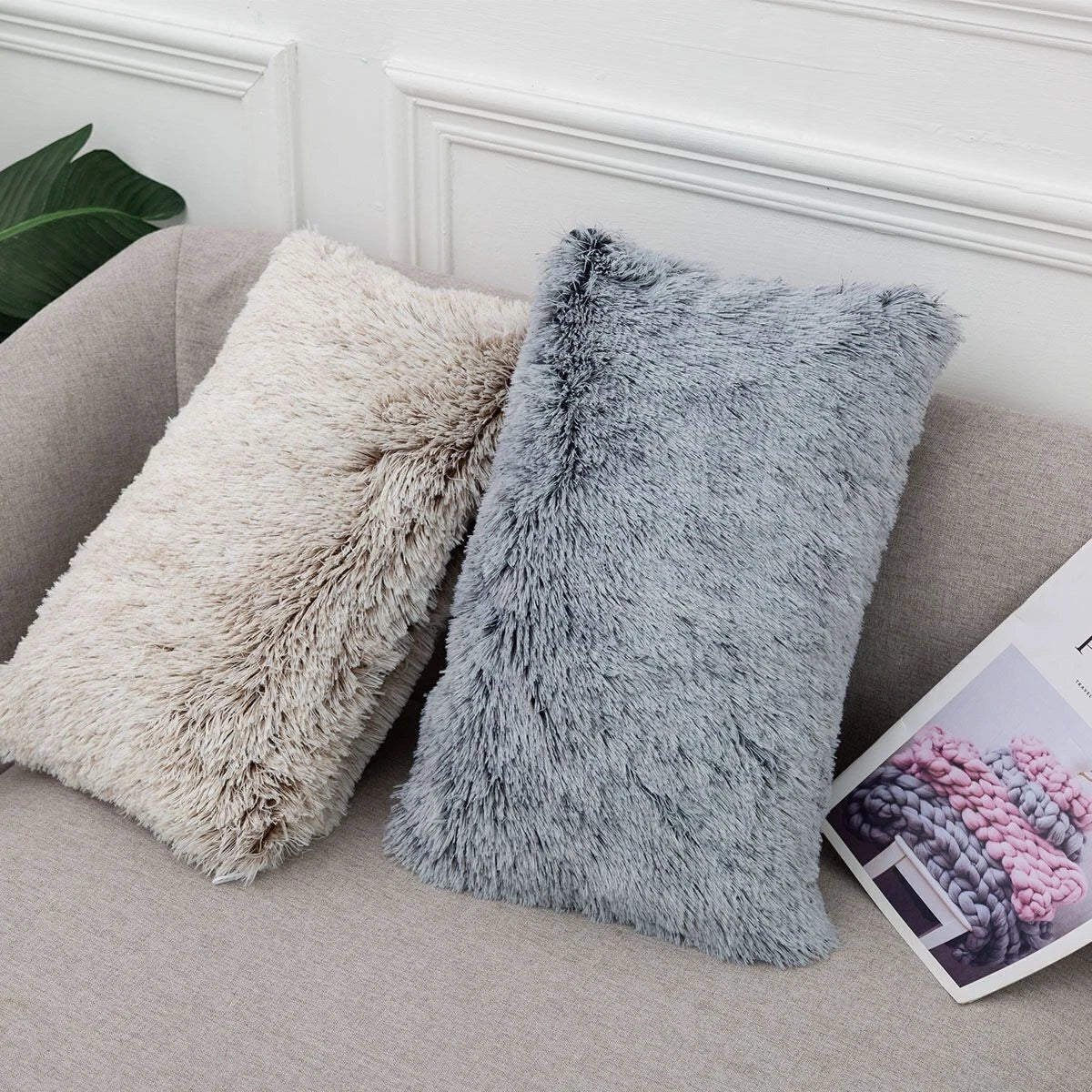 Velvet Plush Fur Faux Pillow Case Bed Sofa Waist Throw Cushion Cover Home Decor