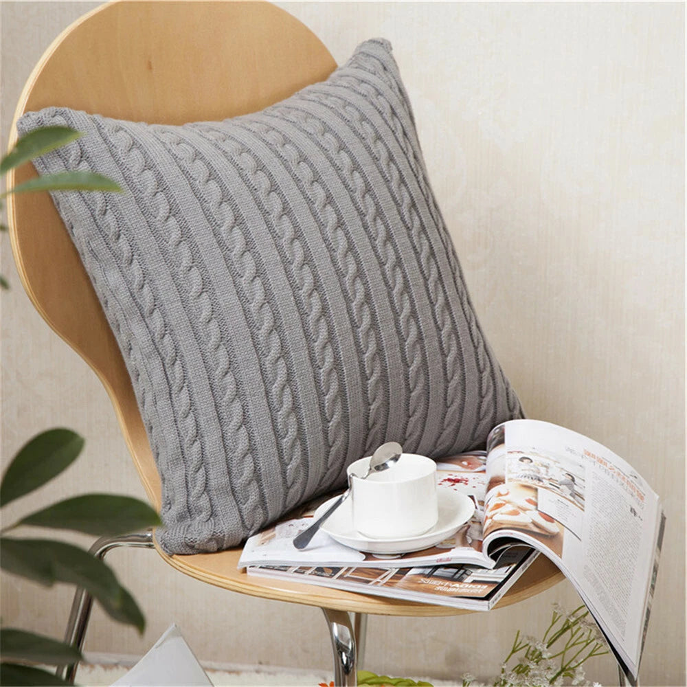 18'' Knitted Pillowcase Buttons Sofa Bed Throw Waist Cushion Covers Home Decor