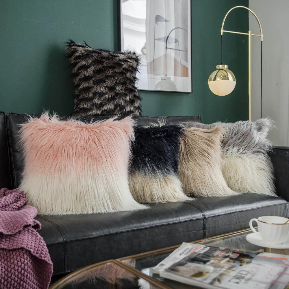 Faux Wool Shaggy  Throw Pillow Case Waist Cushion Cover Bed Sofa Home Decor