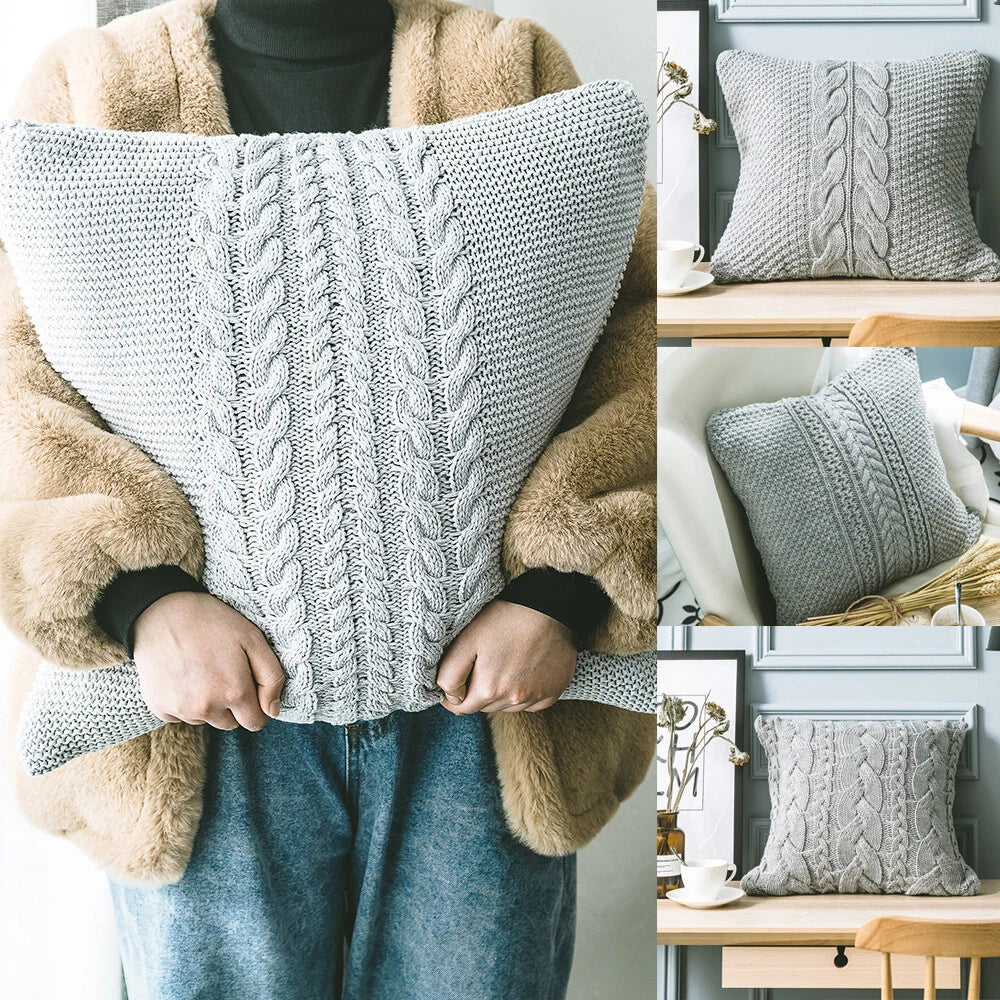 18" Knitted Pillow Case Throw Office Sofa Bed Waist Cushion Cover Pillowcase 1pc