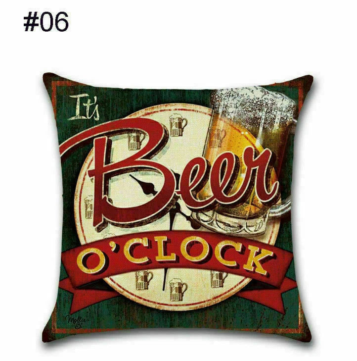 Cover Cushion Pillow Throw Case Vintage Bottle Beer Sofa Wine