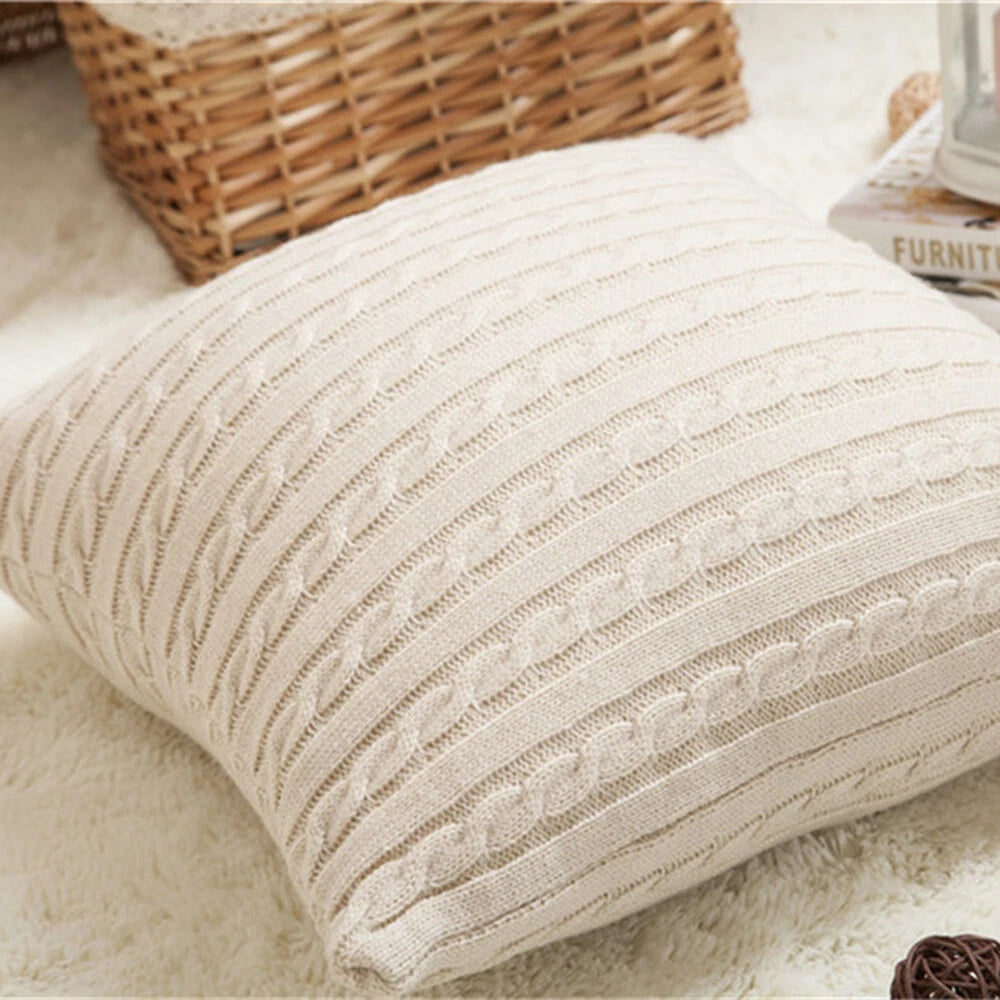 18'' Knitted Pillowcase Buttons Sofa Bed Throw Waist Cushion Covers Home Decor