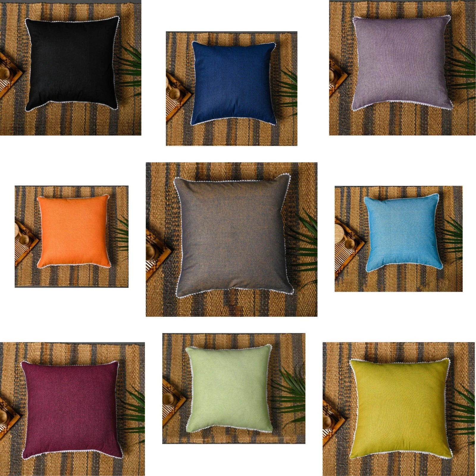 Cushion Covers Case Cotton Throw Pillow Cover Sofa Home Decor Solid with Lace-S5