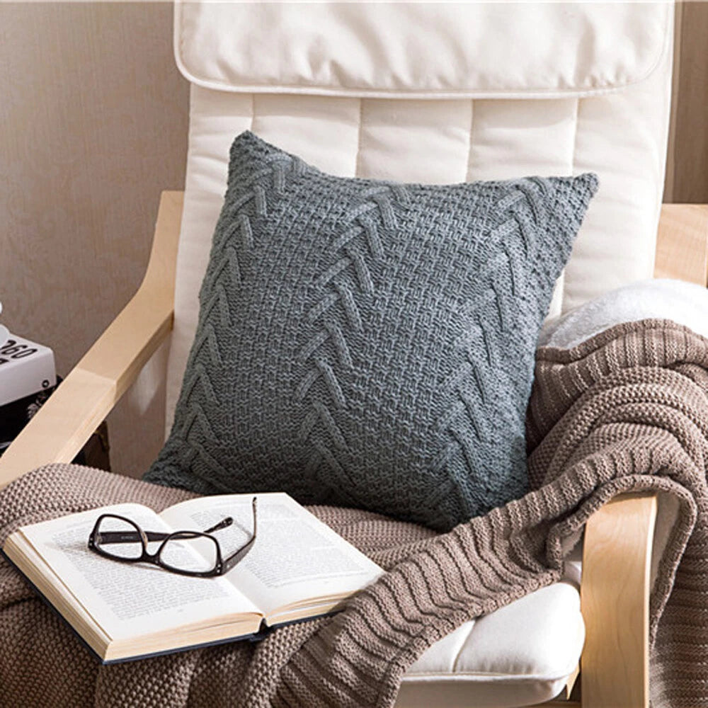 18'' Knitted Pillowcase Buttons Sofa Bed Throw Waist Cushion Covers Home Decor