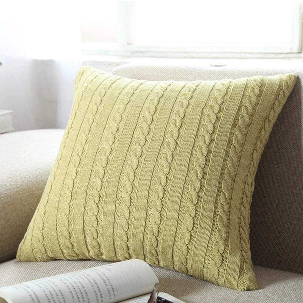 18'' Knitted Pillowcase Buttons Sofa Bed Throw Waist Cushion Covers Home Decor