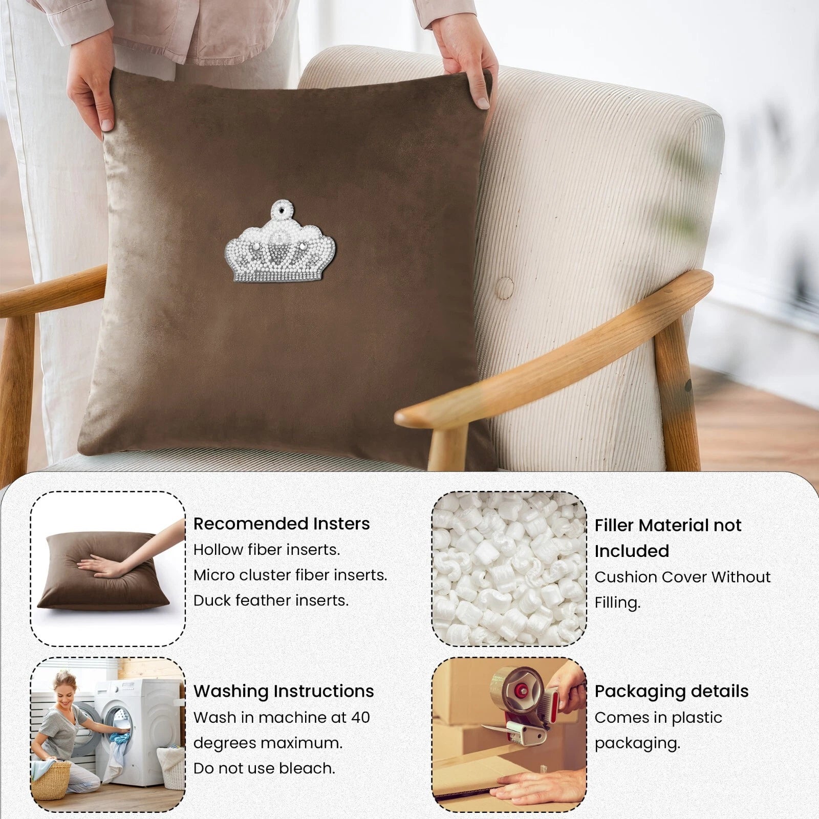 Velvet Cushion Covers Square Sofa Pillow Cases Pack of 4, 3, 2  Bed Sofa Decor