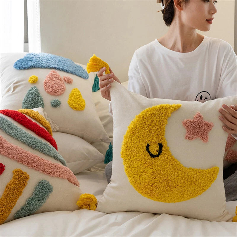 18"x 18" Cotton Canvas Throw Pillow Covers Sofa Cushion Cover Decorative For Kid