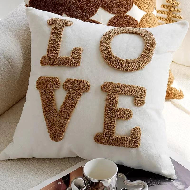 45x45cm Brown Vintage Nordic Throw Pillow Cover Cream Light Luxury Sofa Cushion