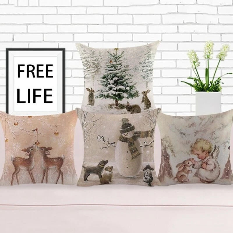 Christmas Dog Pillow Sofa Cases Bed Rabbit Home Deer Decor Cushion Gifts Cover