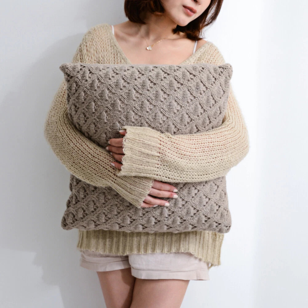18'' Knitted Pillowcase Buttons Sofa Bed Throw Waist Cushion Covers Home Decor