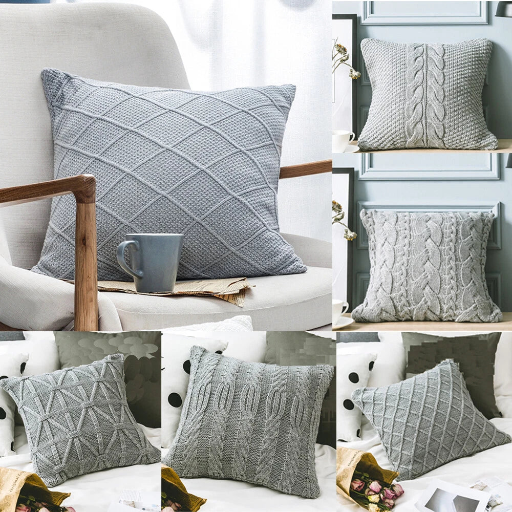 18" Knitted Pillow Case Throw Office Sofa Bed Waist Cushion Cover Pillowcase 1pc
