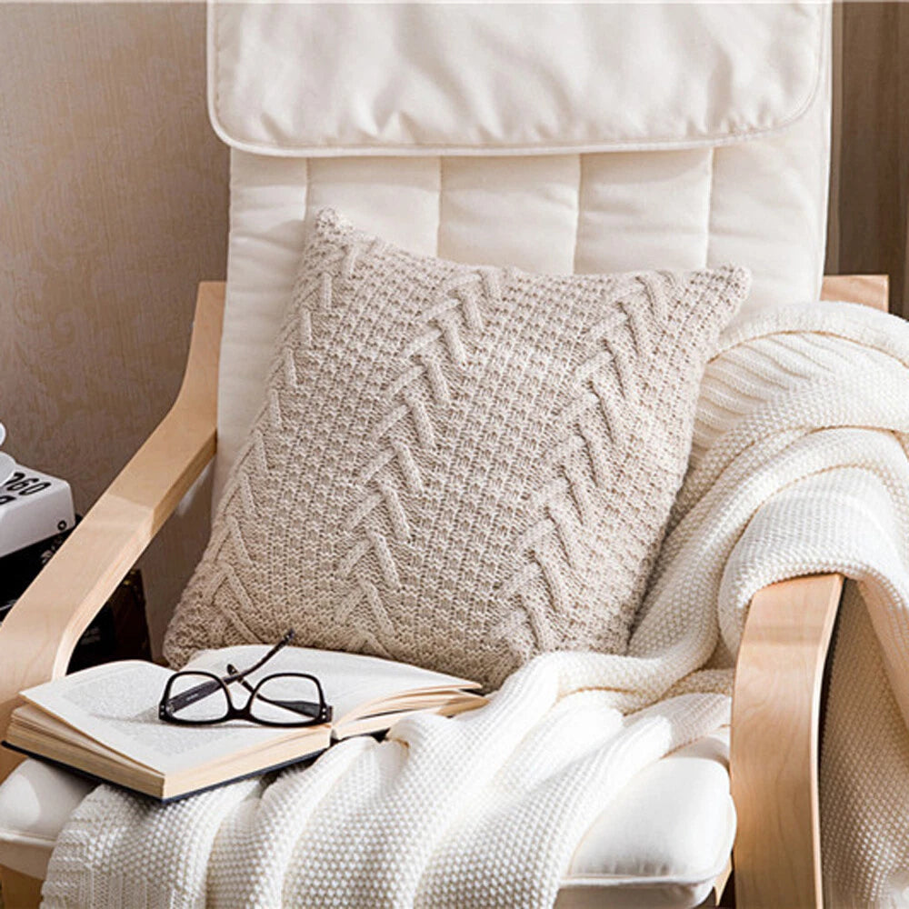 18'' Knitted Pillowcase Buttons Sofa Bed Throw Waist Cushion Covers Home Decor