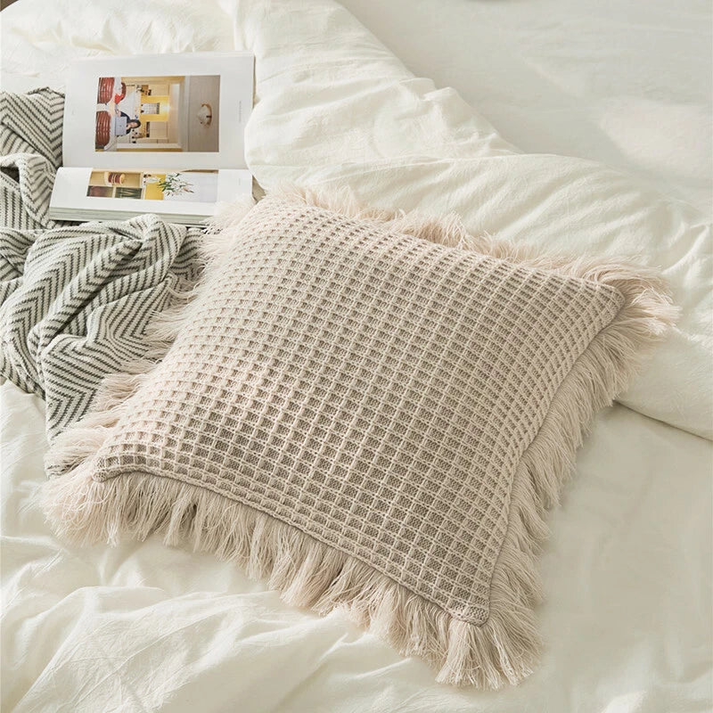 45*45cm Square Throw Pillow Case Tassel Cushion Cover Sofa Bed Pillowcase Decor