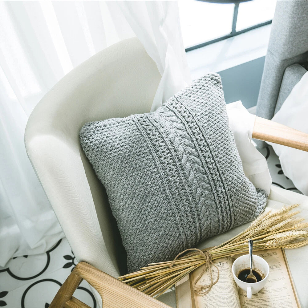 18" Knitted Pillow Case Throw Office Sofa Bed Waist Cushion Cover Pillowcase 1pc
