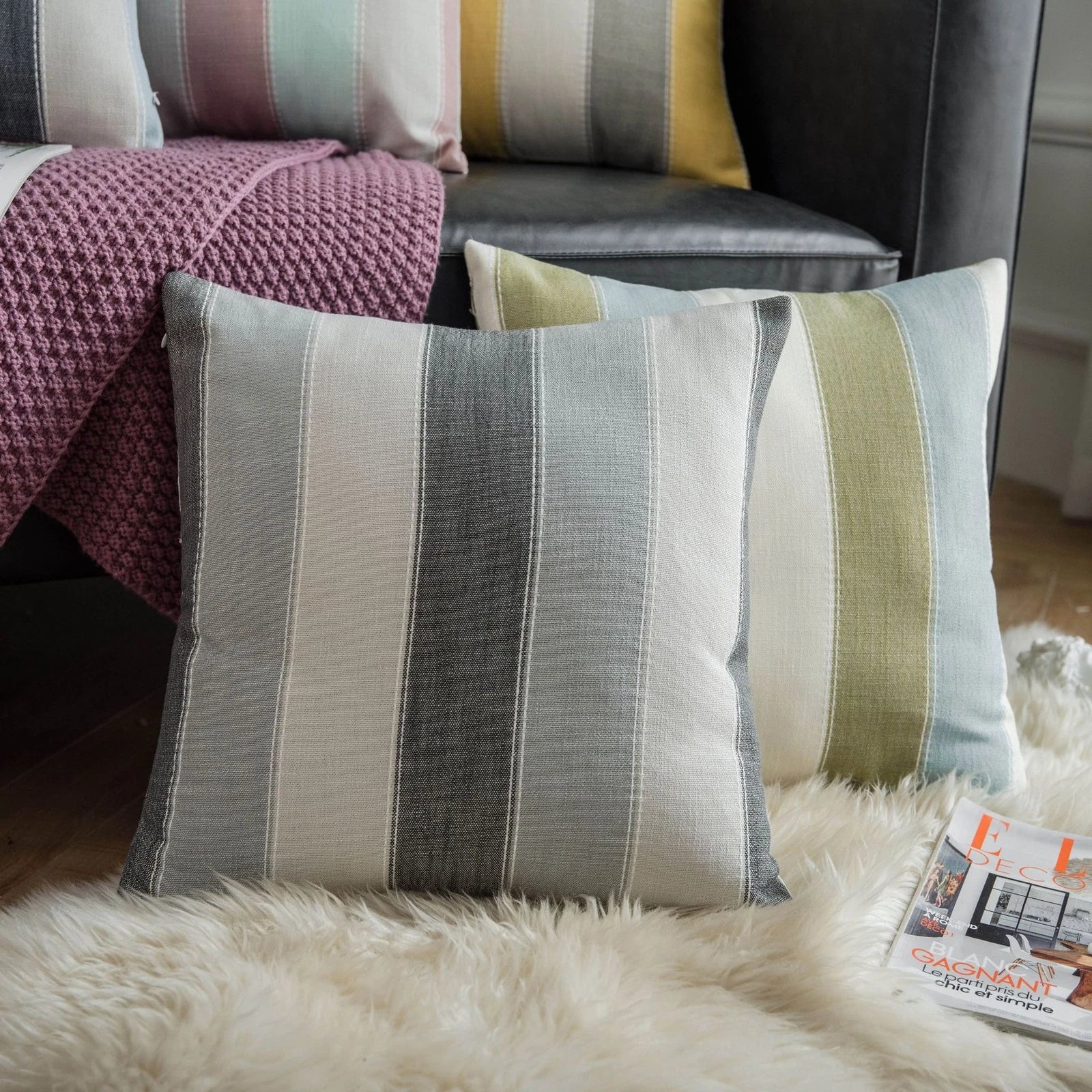 1pc Stripe Sofa Throw Cushion Cover Pillowcase Square Bed Pillow Case 45cm 60cm