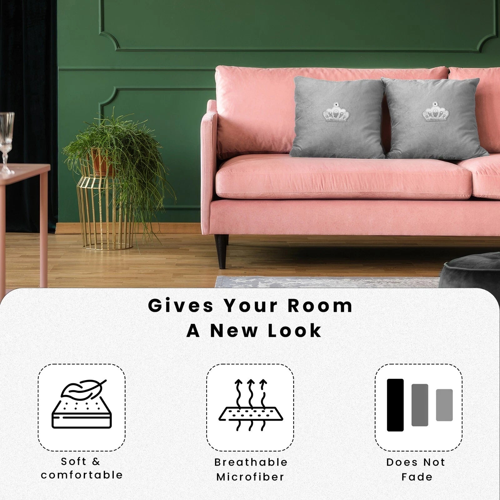 Velvet Cushion Covers Square Sofa Pillow Cases Pack of 4, 3, 2  Bed Sofa Decor
