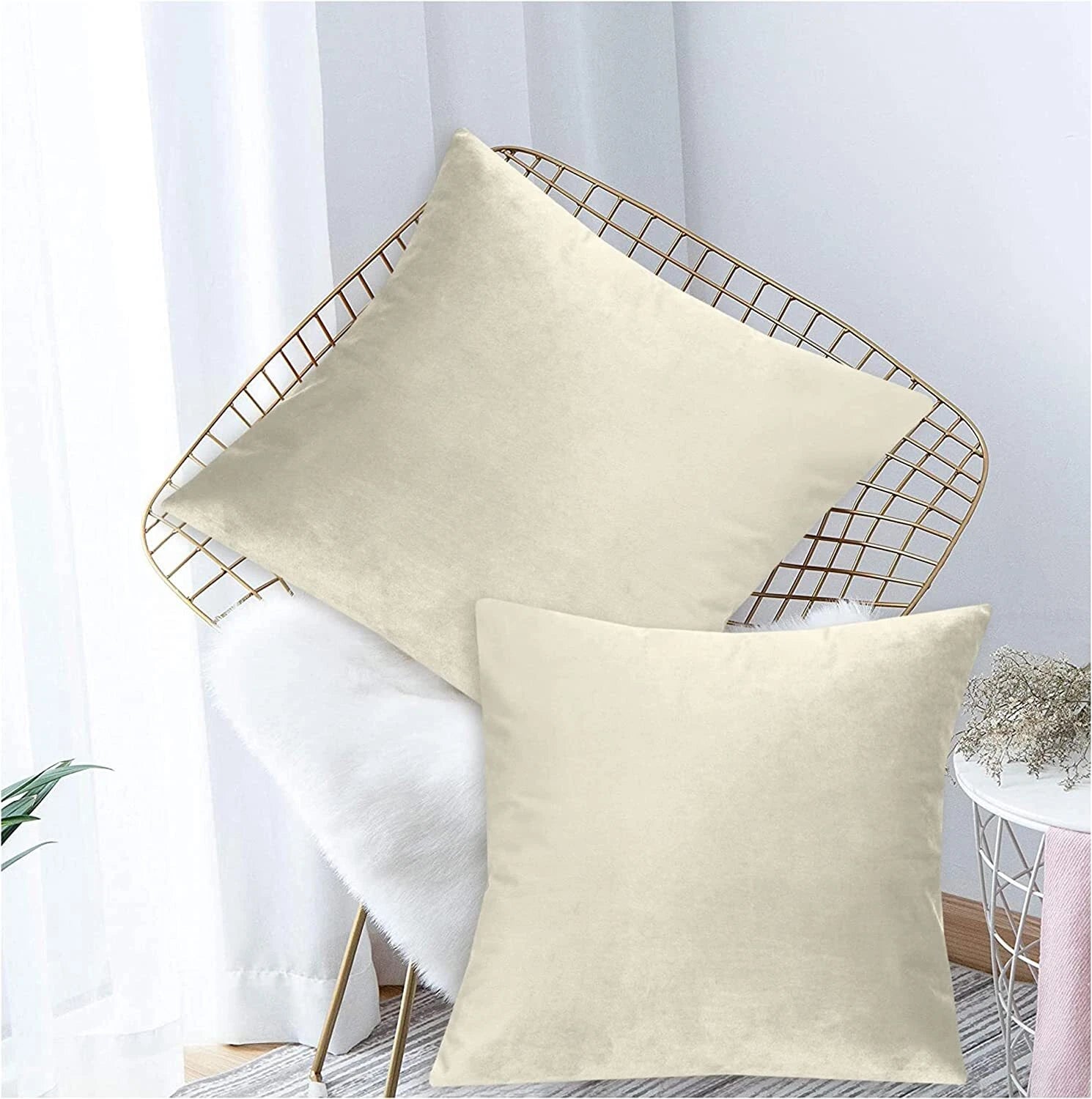 Crushed Cushion Covers or Velvet Cushions 18 x 18 Set of 2 Pair Bed Sofa Pillow