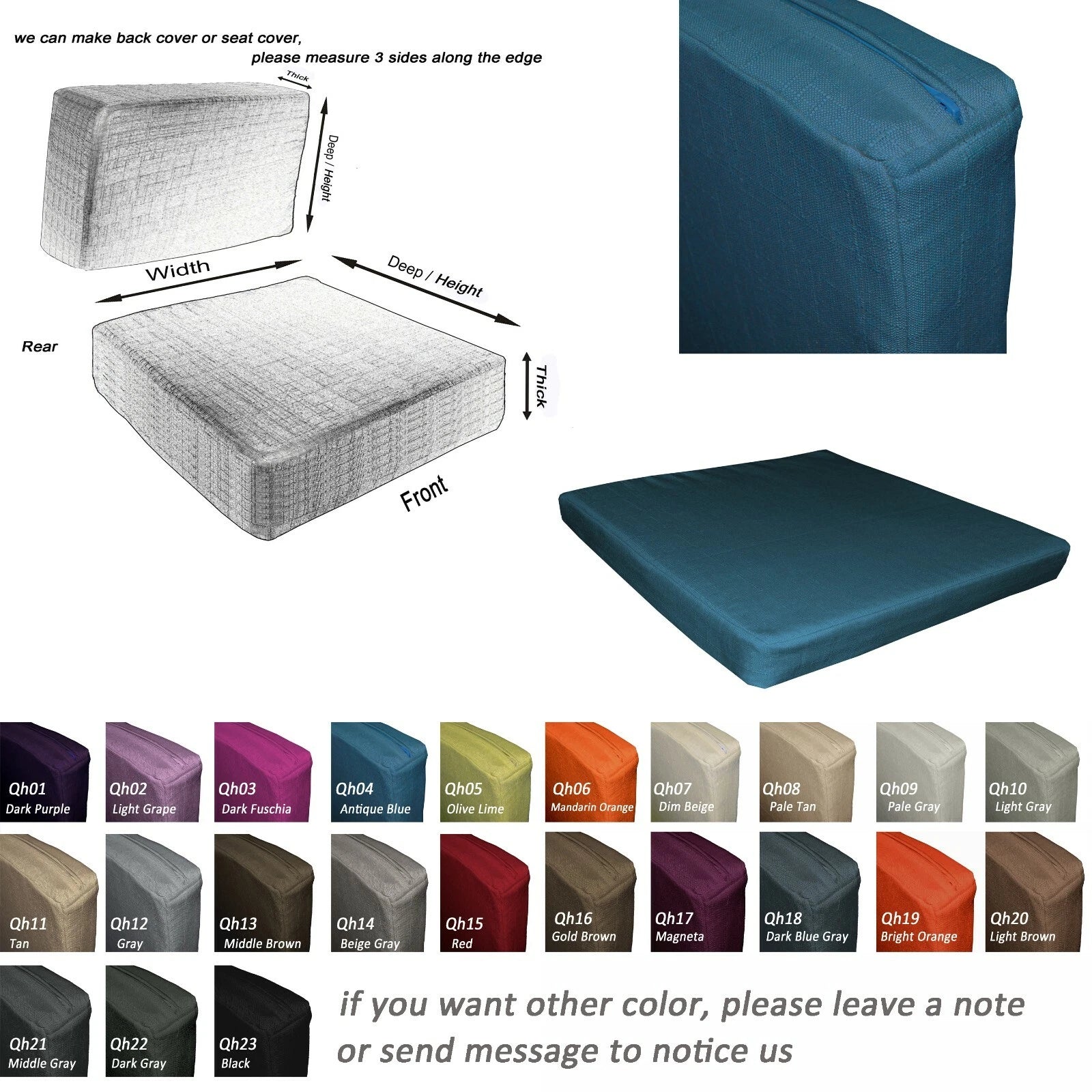 Qh04-Tailor Made*Day Bed Window Bench Chair Pad 3D Box Cushion Cover Pillow Case