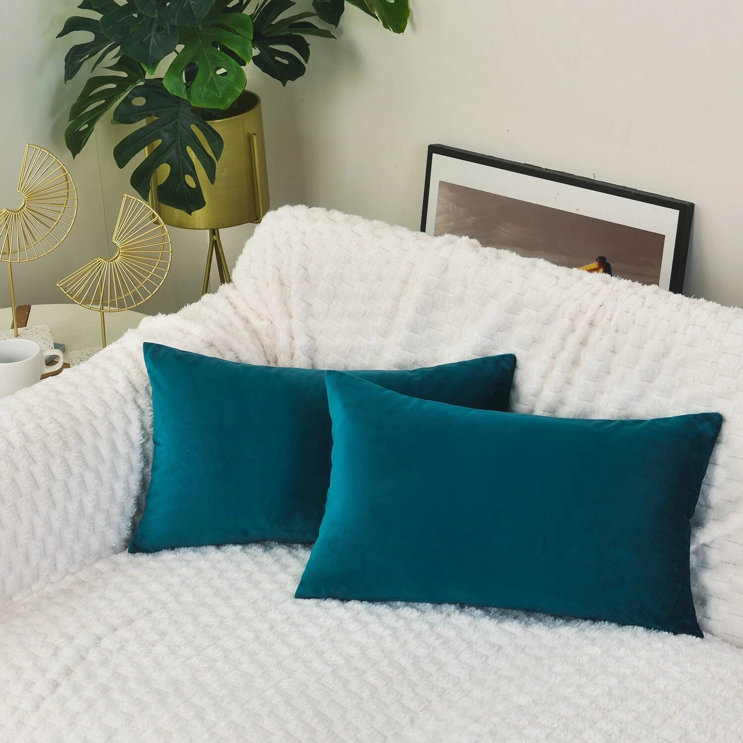 Plain Velvet Cushions Covers 30x51 cm Luxury Soft Velvet Sofa Bed Pillow Cases