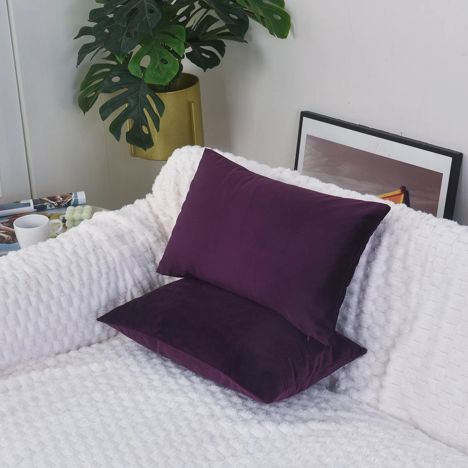 Plain Velvet Cushions Covers 30x51 cm Luxury Soft Velvet Sofa Bed Pillow Cases