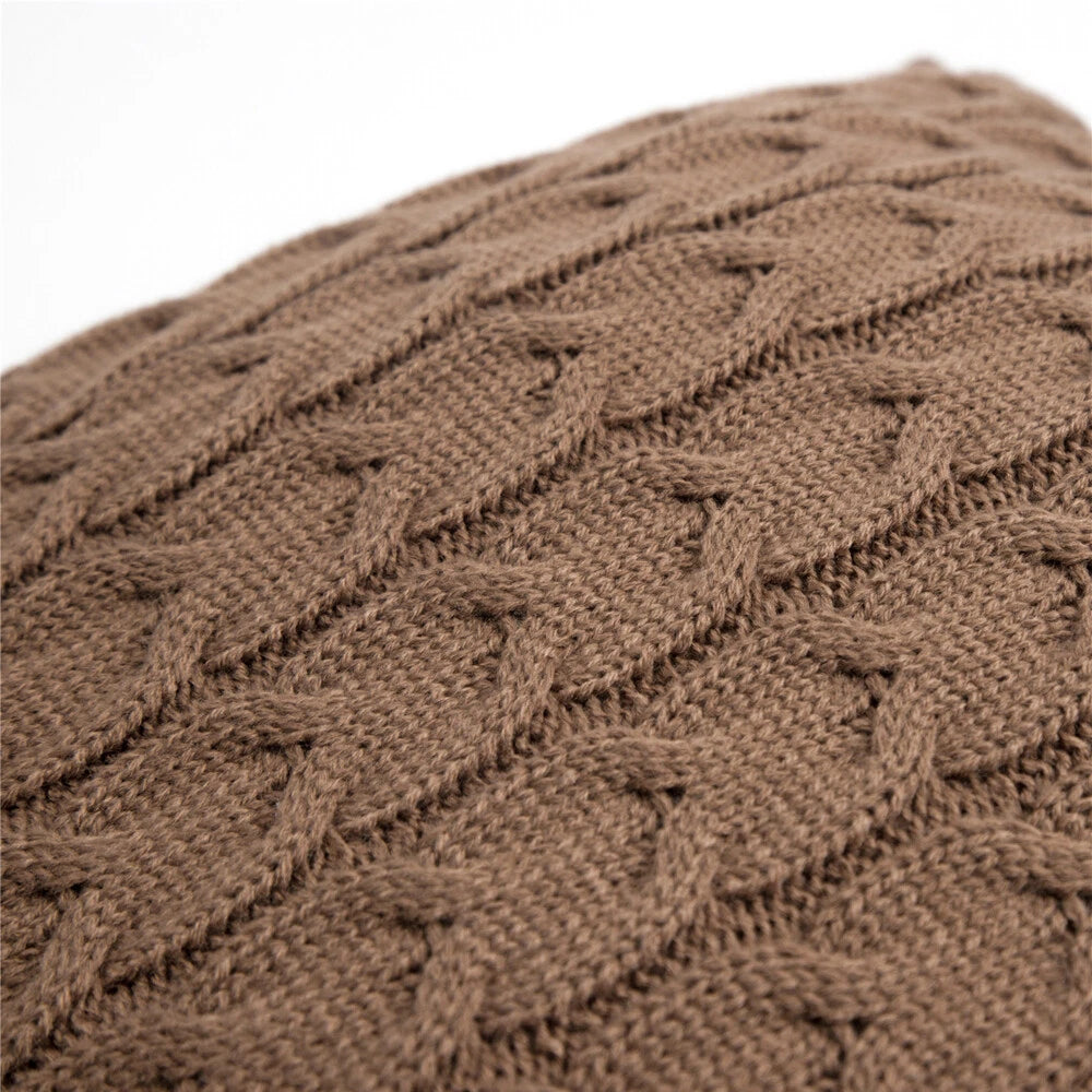 18" Knitted Cushion Waist Plain Pillow Case Sofa Bed Throw Pillow Covers Decor