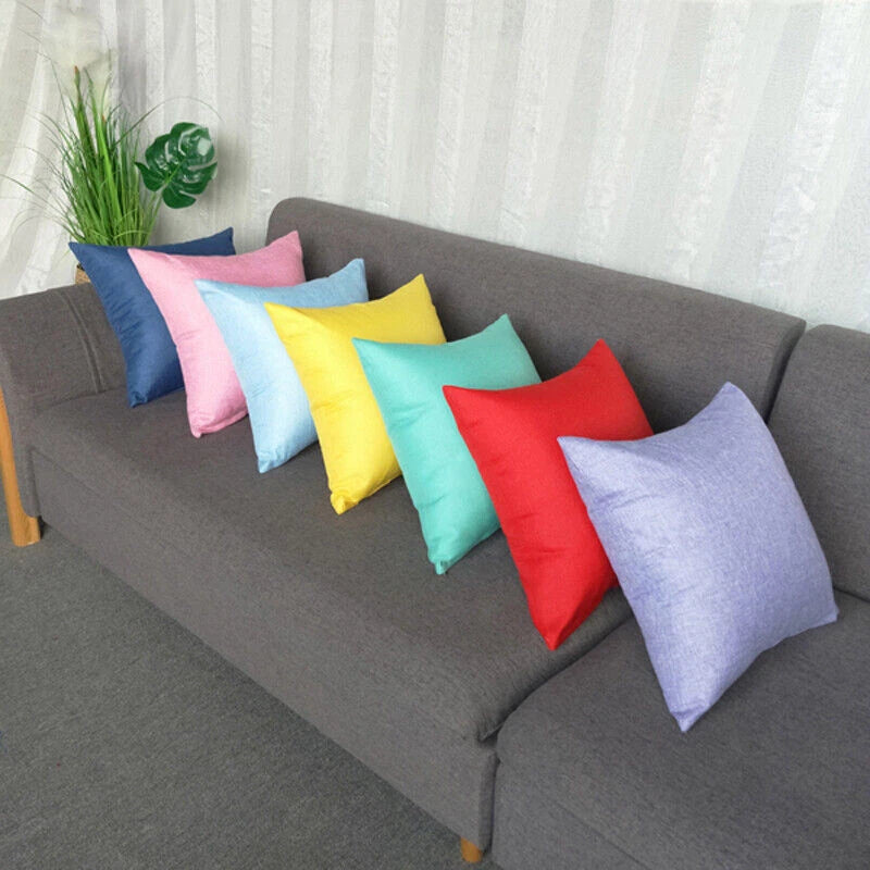 1pc Solid Color Sofa Bed Waist Throw Cushion Covers Pillowcase Christmas Decor